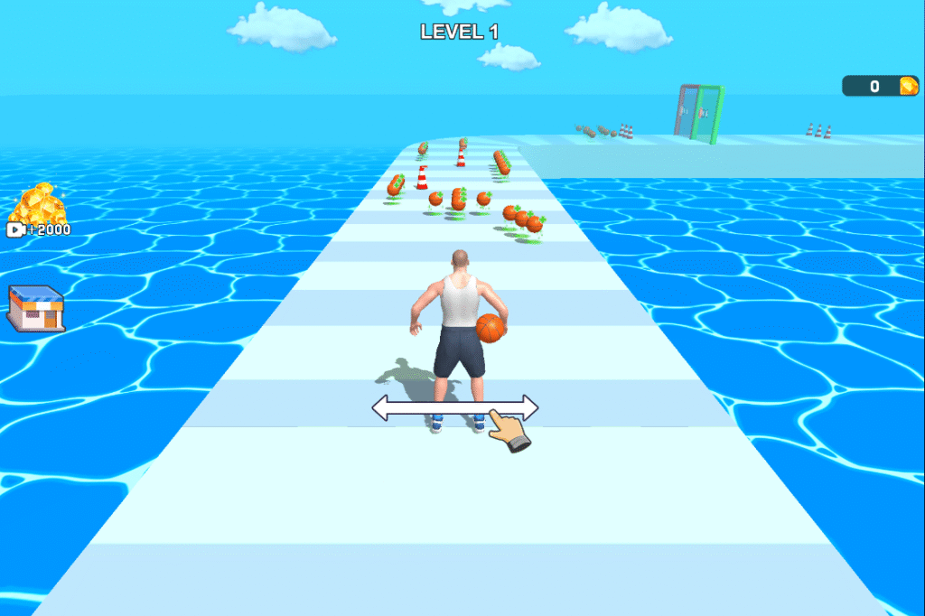 Exemple de niveau dans Passing Master 3D avec obstacles