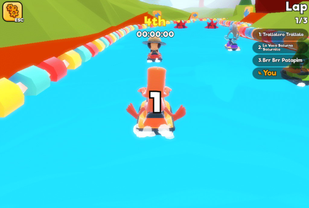 Gameplay de Brainrot Jet Ski Racing avec un jet ski en pleine action