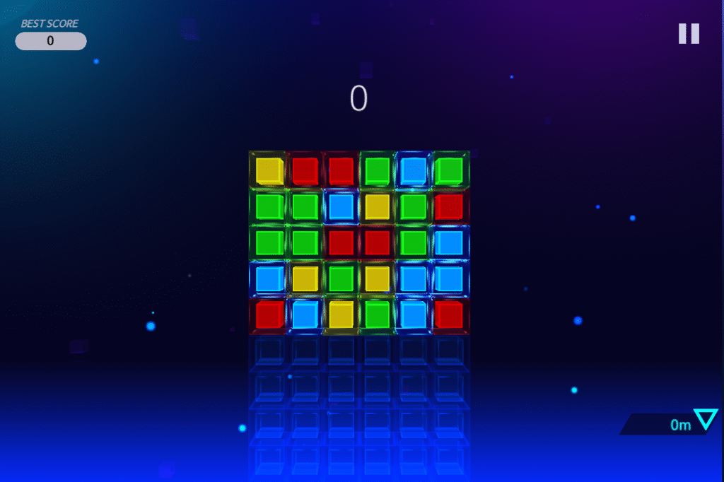 Gameplay du jeu de puzzle Cube Plus montrant un cube coloré au centre de l'écran.