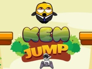 umper Jam gameplay showing character jumping between colorful platforms