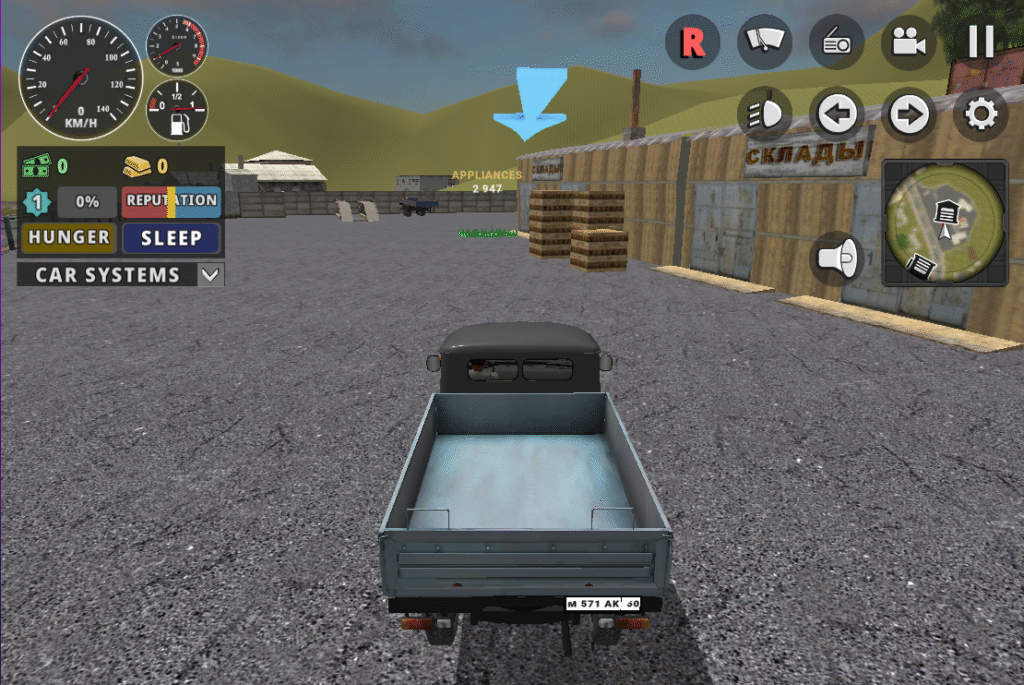 Fleet management screen in truck simulation game showing multiple vehicles